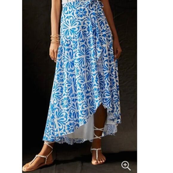 Anthropologie Dresses & Skirts - Anthropologie | Hutch Printed Wrap Maxi Skirt | Size: Small | Color: Dark Blue